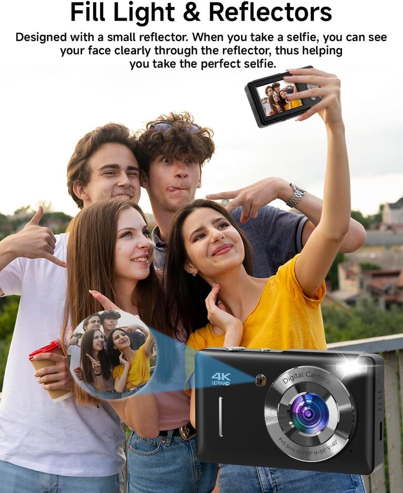 SMARTKLIK Store كاميرا رقمية للأطفال، FHD 1080P 44MP كاميرا رقمية بنقطة وتصوير مع كشف الوجه، التقاط الابتسامة، زوم 18X، 20 فلتر، مضادة للاهتزاز، بطاقة SD سعة 32GB كاميرا مدمجة عتيقة للأطفال الأولاد والبنات - Image 4